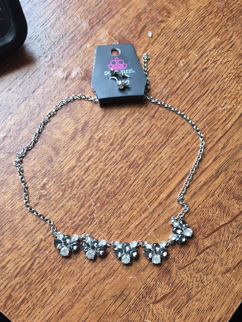 Paparazzi Silver Floral Crystal Necklace & Earings